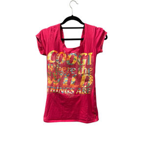 COOGI Vintage Y2K Sequins Short Sleeve Cotton Embroidered Shirt Size Medium Pink